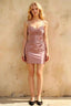 Florence Pink Bodycon Mini Dress - Beaded Satin Party Look