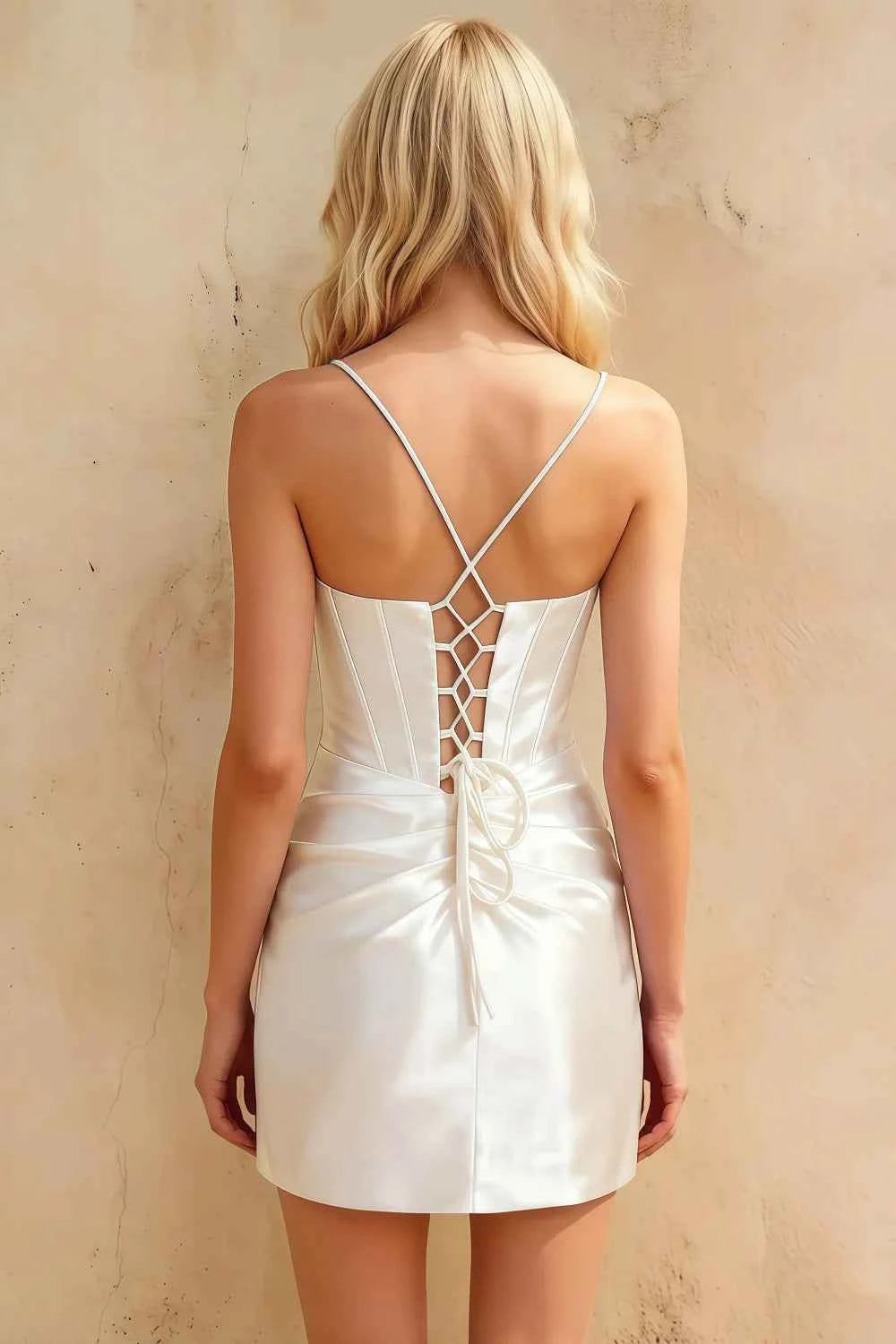 Florence White Bodycon Mini Dress | Beaded Satin Party Look