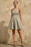 Frances Blue Gold Floral Jacquard Mini Dress | 2-Way Strapless