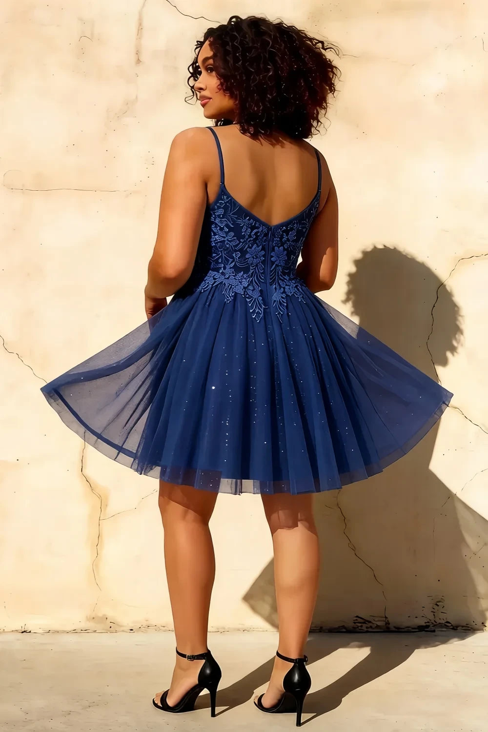 Francesca Royal Blue V Neck Mini Dress for Hoco & Party