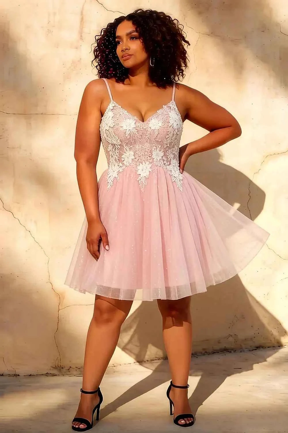 Francesca Pink V Neck Mini Dress | Sequin Embroidered Party Gown