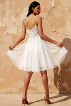 Francesca White V Neck Mini Dress | Sparkly Homecoming & Party