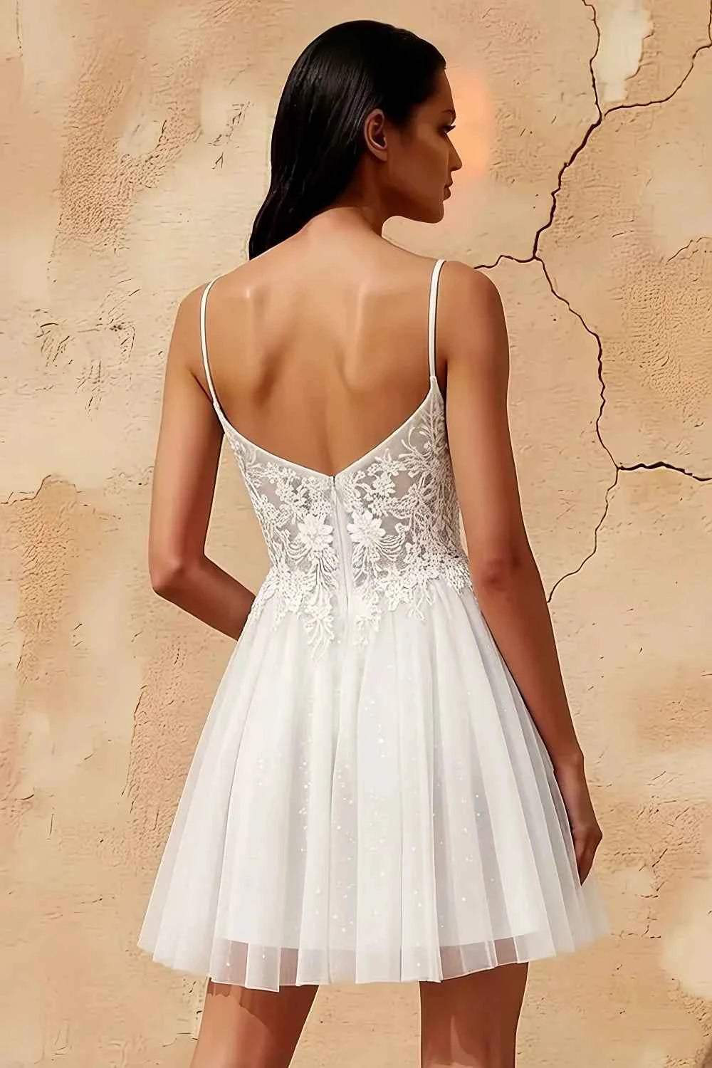 Francesca White V Neck Mini Dress | Sparkly Homecoming & Party