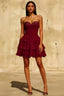 Frankie Burgundy Sweetheart Neckline Lace Corset Mini Dress