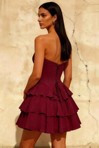 Frankie Burgundy Sweetheart Neckline Lace Corset Mini Dress
