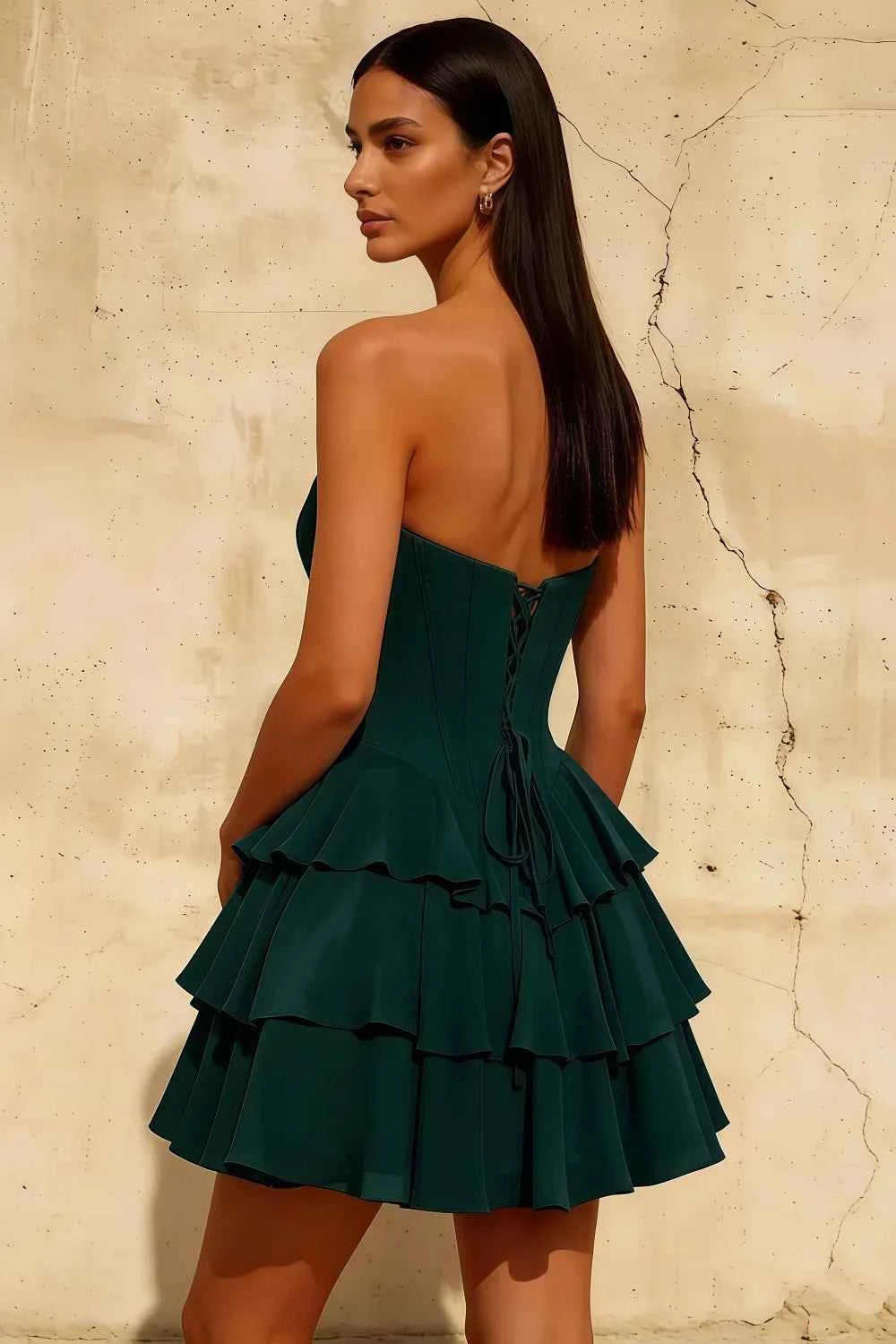 Frankie Emerald Green Sweetheart Mini Dress | A-Line Party Wear
