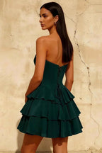Frankie Emerald Green Sweetheart Mini Dress | A-Line Party Wear