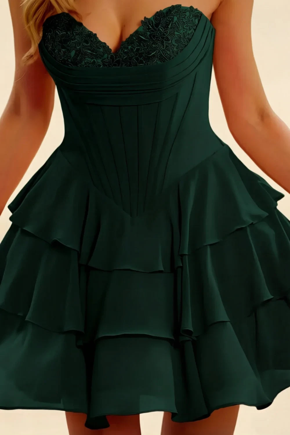 Frankie Emerald Green Sweetheart Mini Dress | A-Line Party Wear
