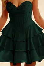 Frankie Emerald Green Sweetheart Mini Dress | A-Line Party Wear