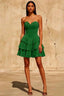 Frankie Green Sweetheart-neck Mini Dress | Lace Corset Tiered Hoco Dress
