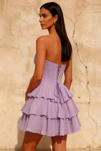 Frankie Light Purple Sweetheart Neck Mini Dress