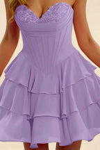 Frankie Light Purple Sweetheart Neck Mini Dress