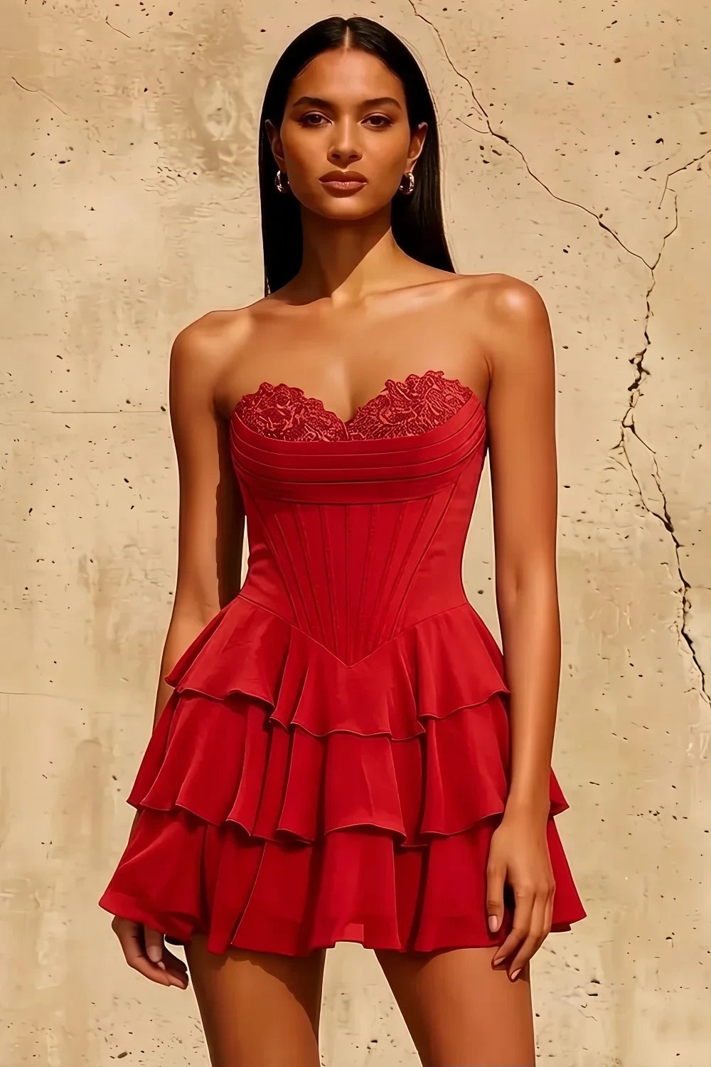 Frankie Red Strapless Sweetheart Mini Dress