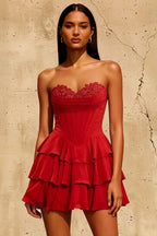 Frankie Red Strapless Sweetheart Mini Dress