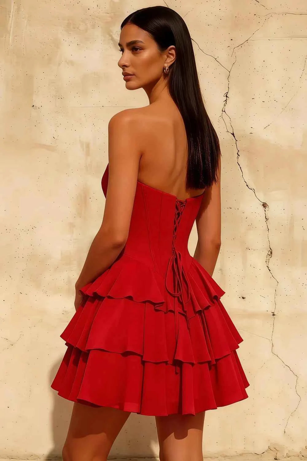 Frankie Red Strapless Sweetheart Mini Dress