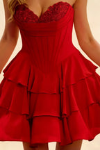 Frankie Red Strapless Sweetheart Mini Dress