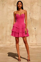 Frankie Rosette Tiered Mini Sweetheart Corset Dress