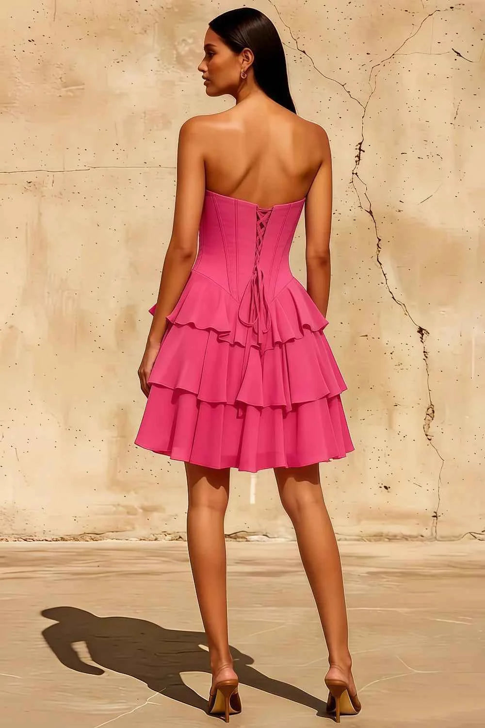 Frankie Rosette Tiered Mini Sweetheart Corset Dress