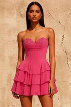 Frankie Rosette Tiered Mini Sweetheart Corset Dress