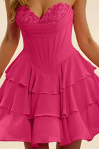 Frankie Rosette Tiered Mini Sweetheart Corset Dress