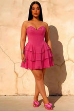 Frankie Rosette Tiered Mini Sweetheart Corset Dress