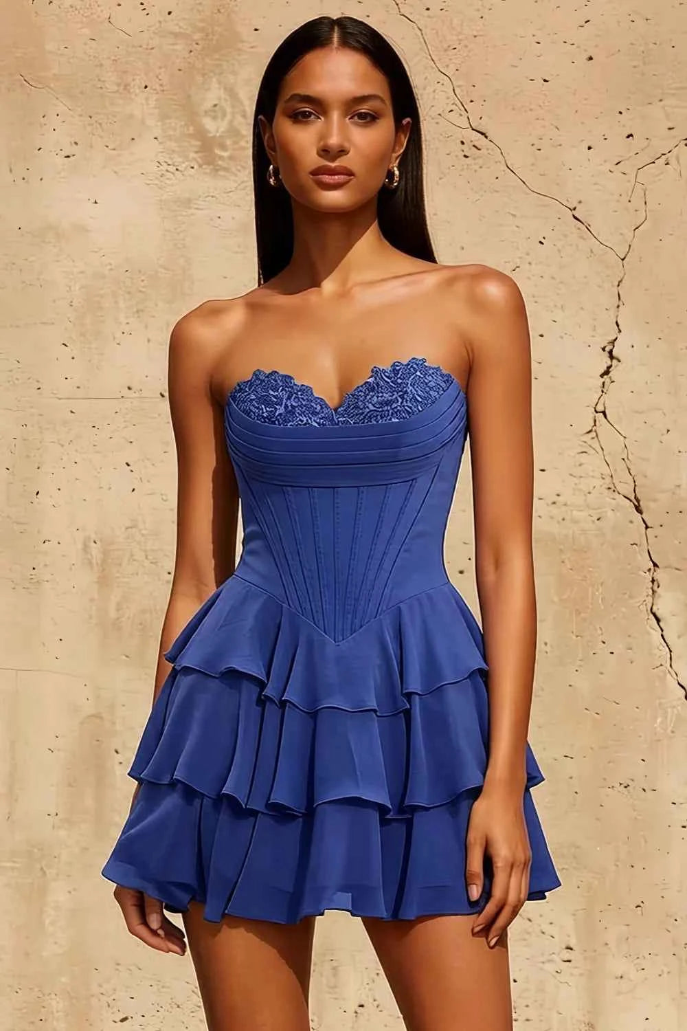 Frankie Royal Blue Stevie Sweetheart Mini Dress