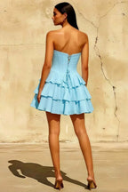 Frankie Sky Blue Mini Sweetheart Neckline Dress