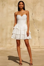 Frankie White corset Sweetheart Lace Mini Dress