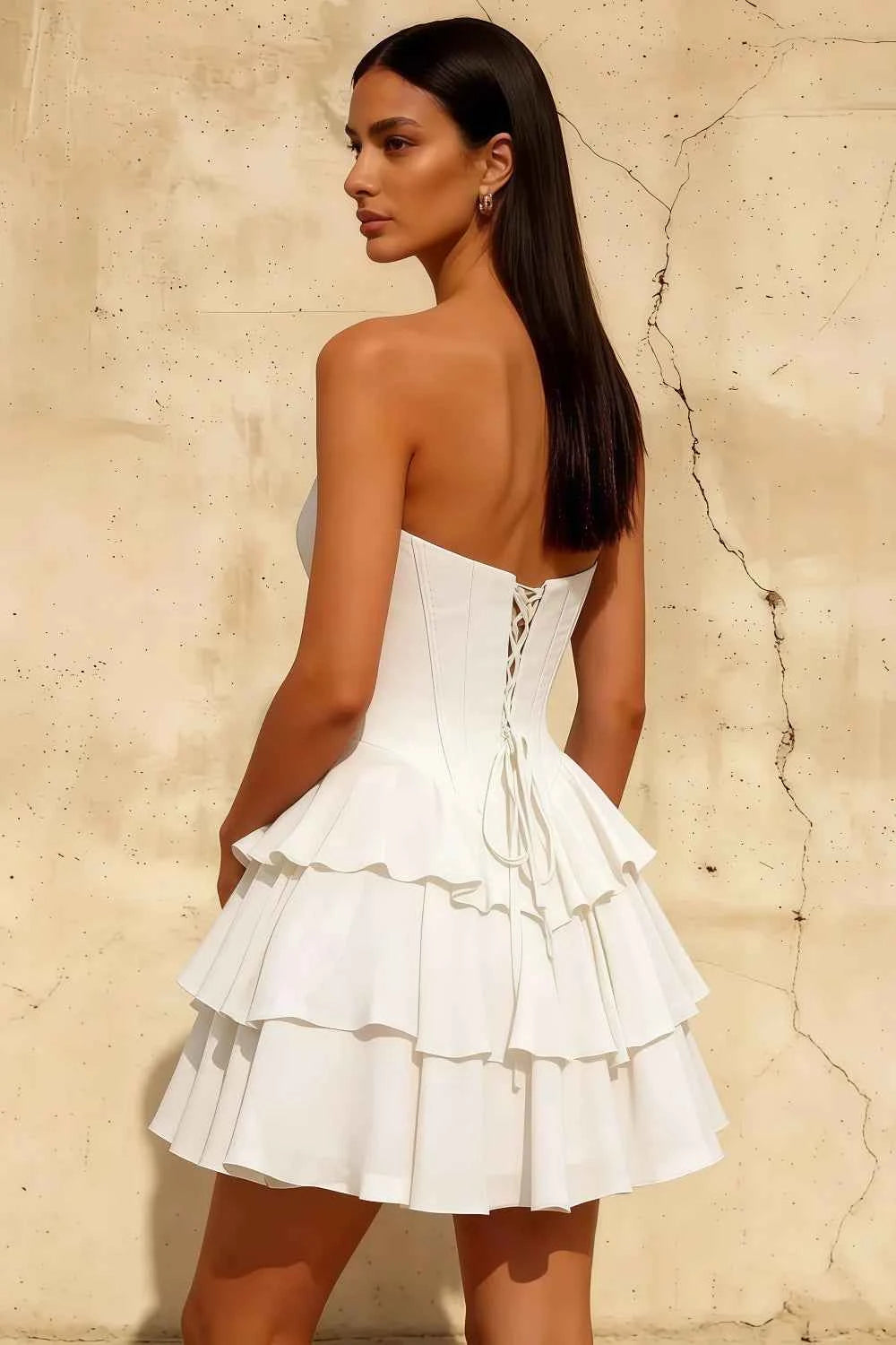 Frankie White corset Sweetheart Lace Mini Dress