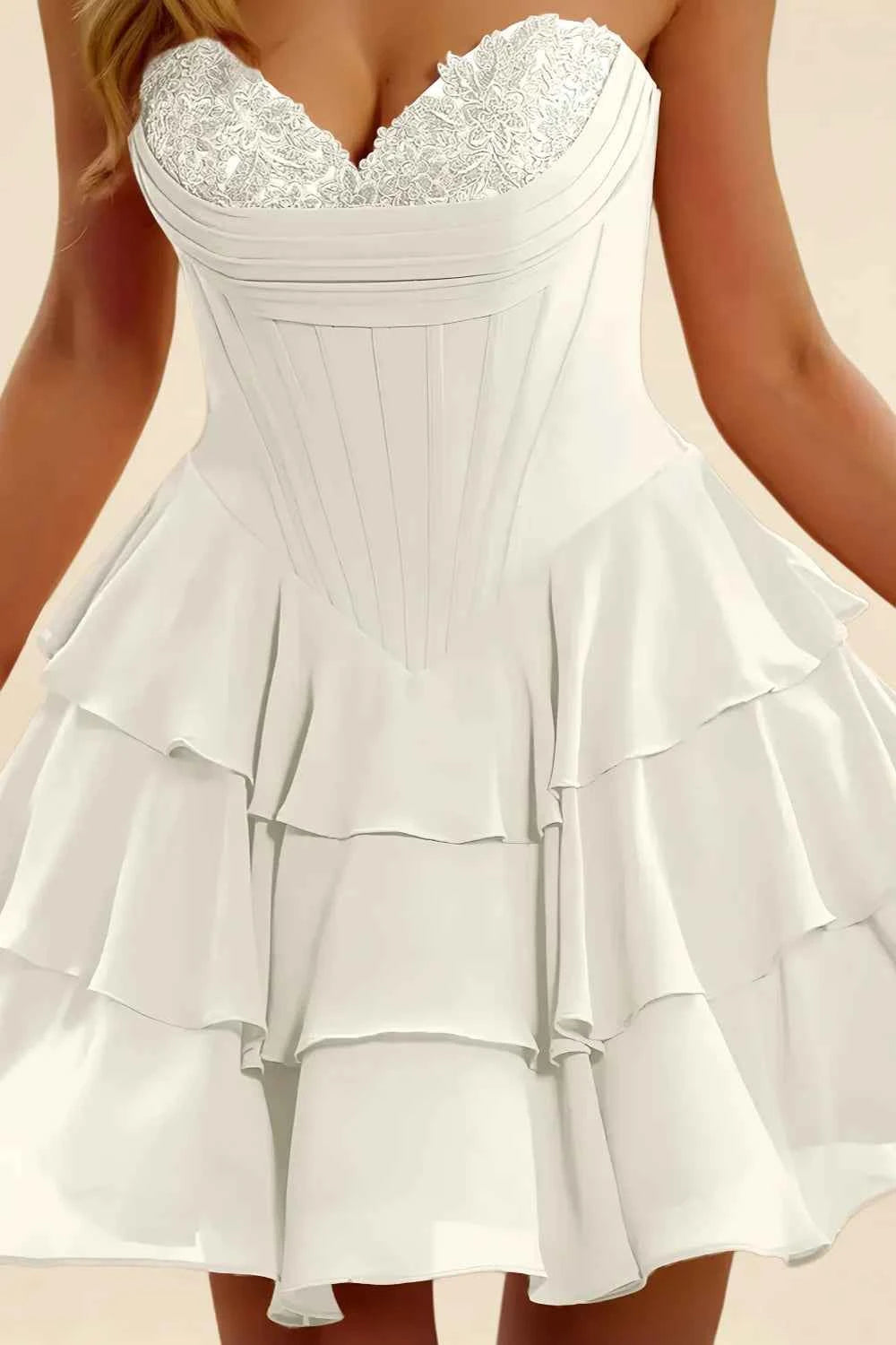 Frankie White corset Sweetheart Lace Mini Dress
