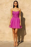 Frieda Fuchsia Strapless Mini Dress | Glitter Tulle Party Gown