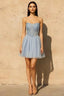 Frieda Light Blue Strapless Mini Dress | A-Line Corset Party Wear