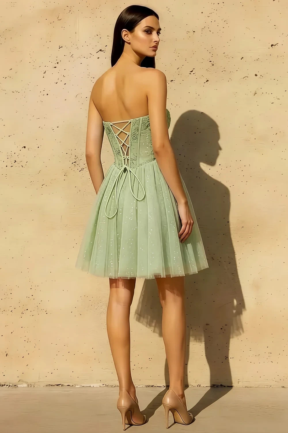 Frieda Mint Strapless Mini Dress | Sequin Tulle Party Gown