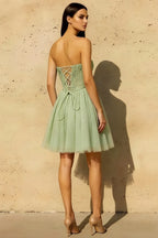 Frieda Mint Strapless Mini Dress | Sequin Tulle Party Gown