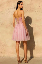 Frieda Pink Strapless Mini Dress | Sparkly Tulle Homecoming Dress