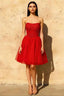 Frieda Red Strapless Mini Dress | Corset Glitter Tulle Party Wear