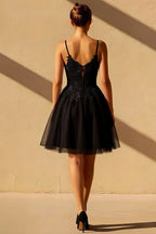 Gabriela Black Tulle Mini Dress | Chic Party & Homecoming Gown