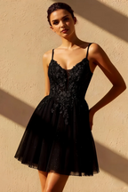 Gabriela Black Tulle Mini Dress | Chic Party & Homecoming Gown