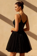 Gabriela Black Tulle Mini Dress | Chic Party & Homecoming Gown