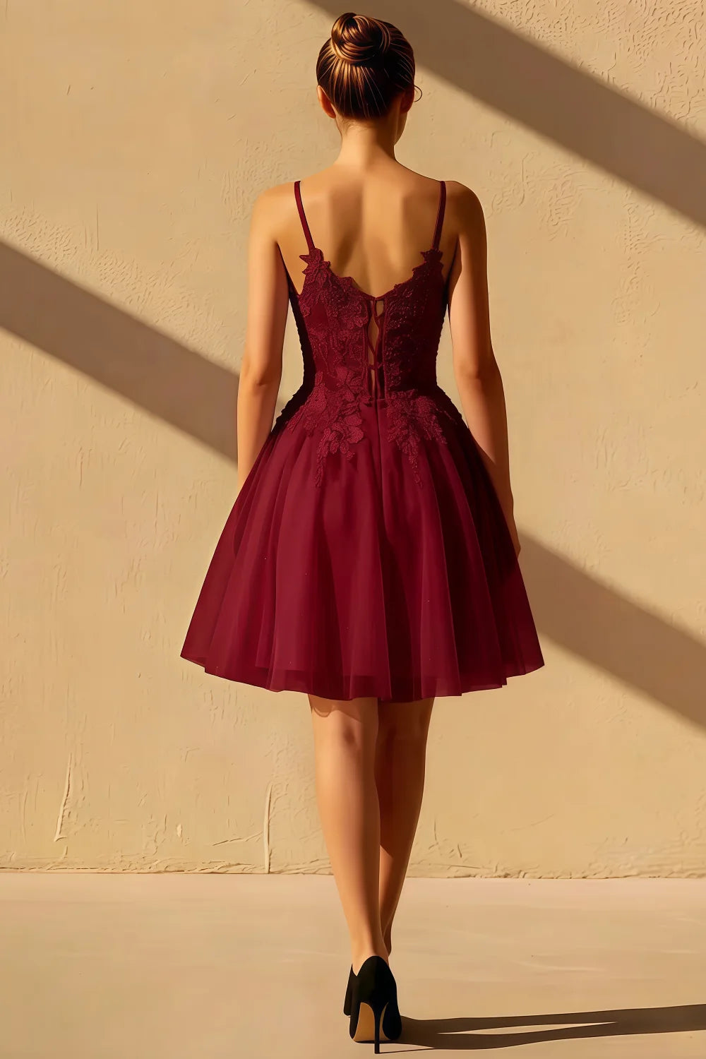Gabriela Burgundy Tulle Mini Dress for Party & Homecoming Secondary image