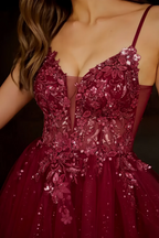 Gabriela Burgundy Tulle Mini Dress for Party & Homecoming