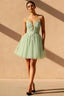 Gabriela Mint Green Tulle Mini Dress | Floral Party Gown