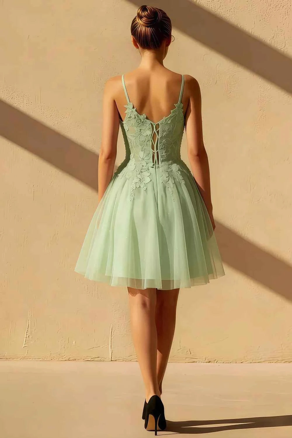 Gabriela Mint Green Tulle Mini Dress | Floral Party Gown