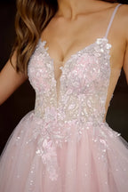 Gabriela Pink Tulle Mini Dress | Sparkly Floral Homecoming