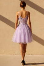 Gabriela Purple Tulle Mini Dress | Sparkly Lilac Hoco Dress