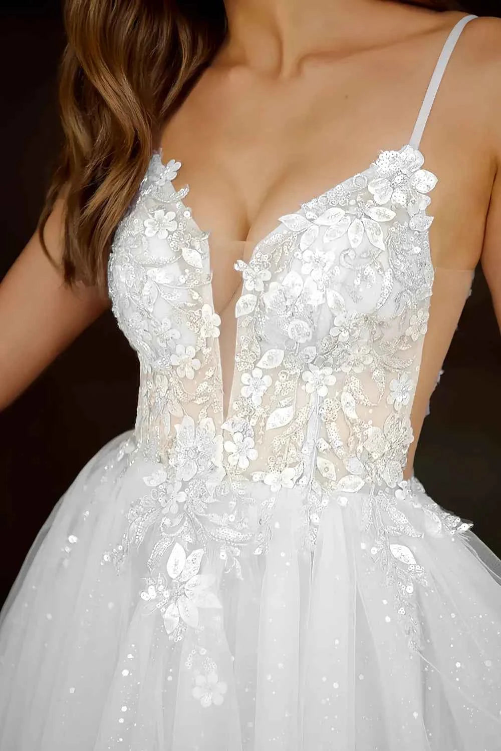 Gabriela White Tulle Mini Dress | Floral Lace Party Gown