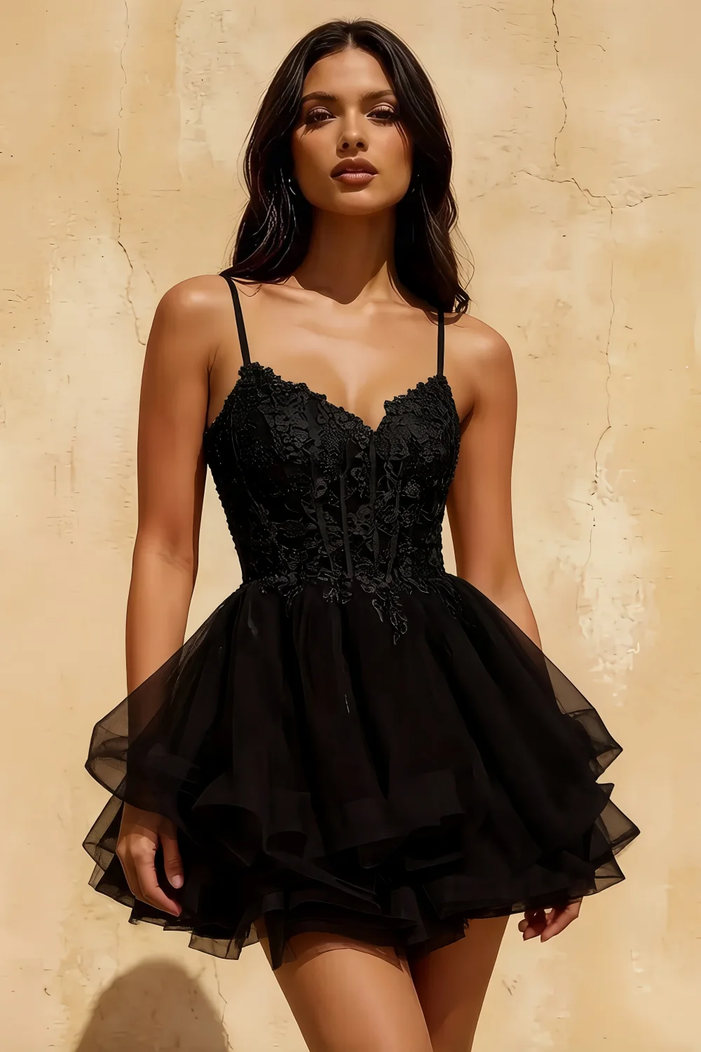 Gail Black Rhinestone Mini Dress | Chic Evening Wear