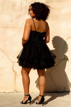 Gail Black Rhinestone Mini Dress | Chic Evening Wear