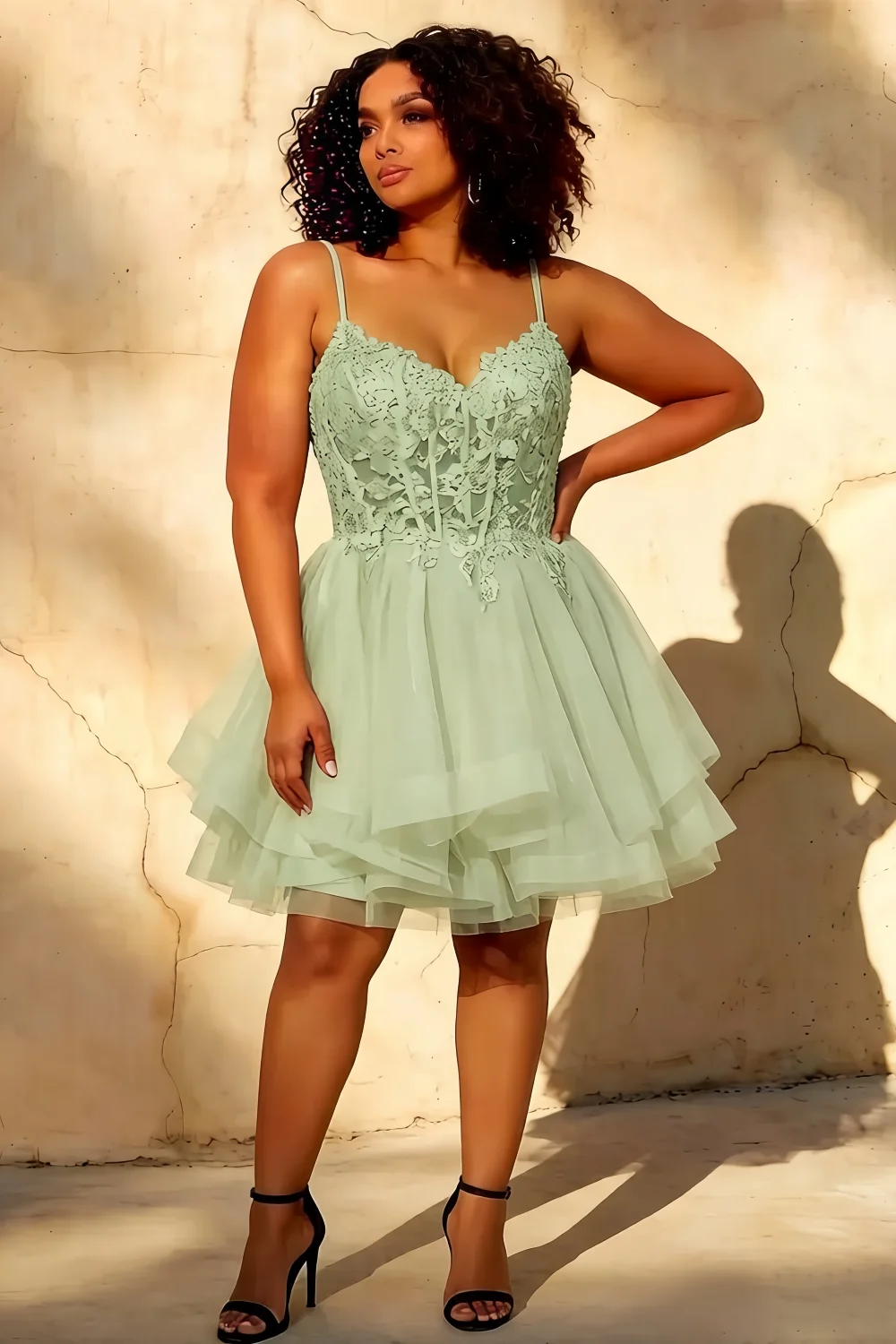 Gail Mint Prada Rhinestone Embroidered Mesh Mini Dress