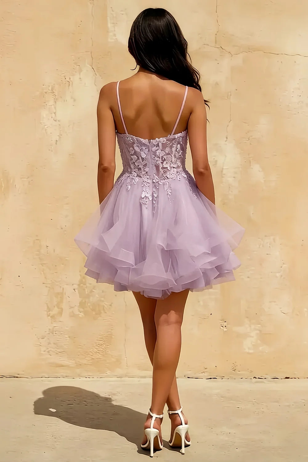 Gail Dolly Rhinestone Mini Dress in Lavender Purple Secondary image
